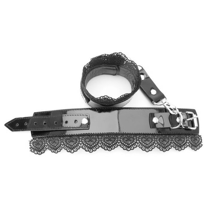 Изысканные чёрные наручники с кружевом - BDSM Light. Фотография 5.