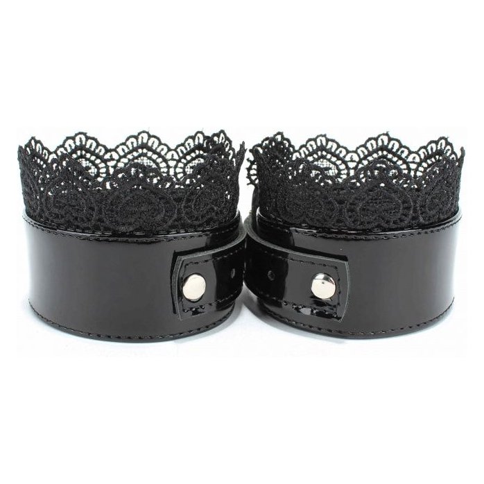 Изысканные чёрные наручники с кружевом - BDSM Light. Фотография 7.