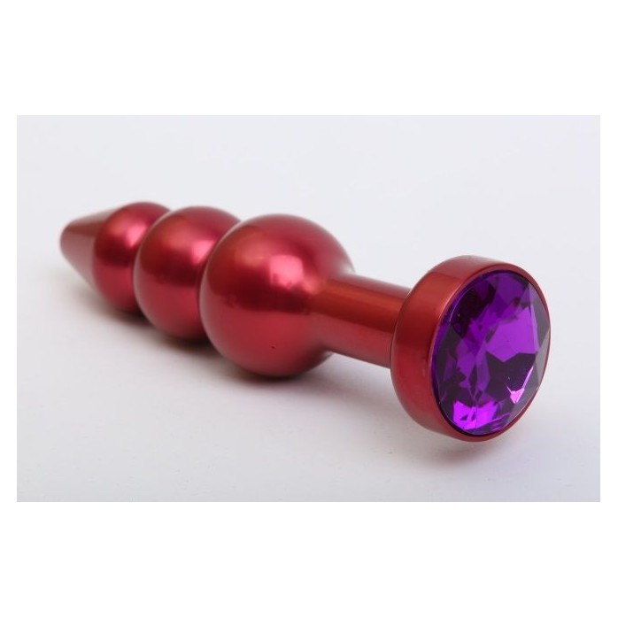 Красная анальная ёлочка с фиолетовым кристаллом - 11,2 см