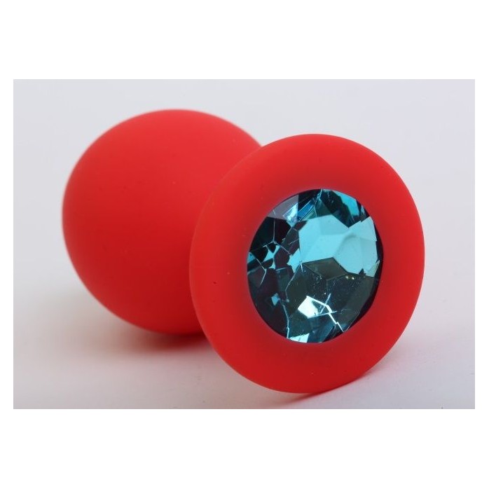 Красная силиконовая пробка с голубым стразом - 8,2 см