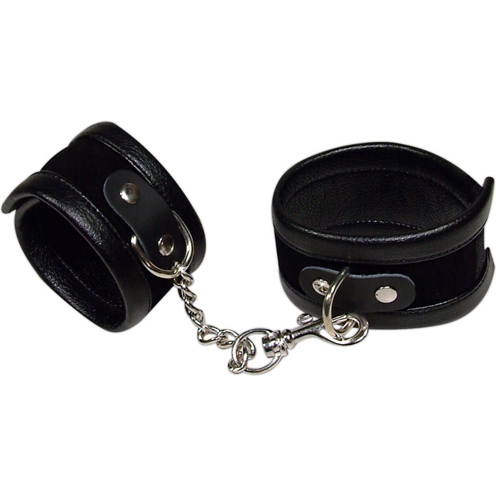 Чёрные наручники на цепочке с карабином Handfesseln - Bad Kitty. Фотография 2.