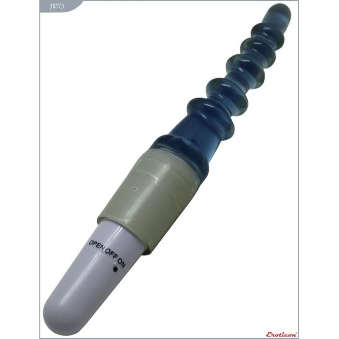 Синий гелевый вибратор для анальной стимуляции - 20,5 см. Фотография 2.