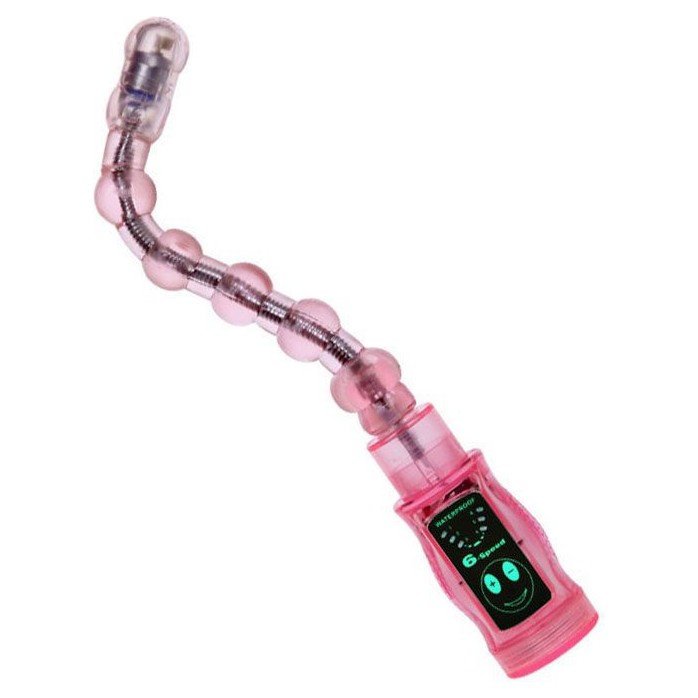 Розовый гнущийся анальный вибратор - 27 см