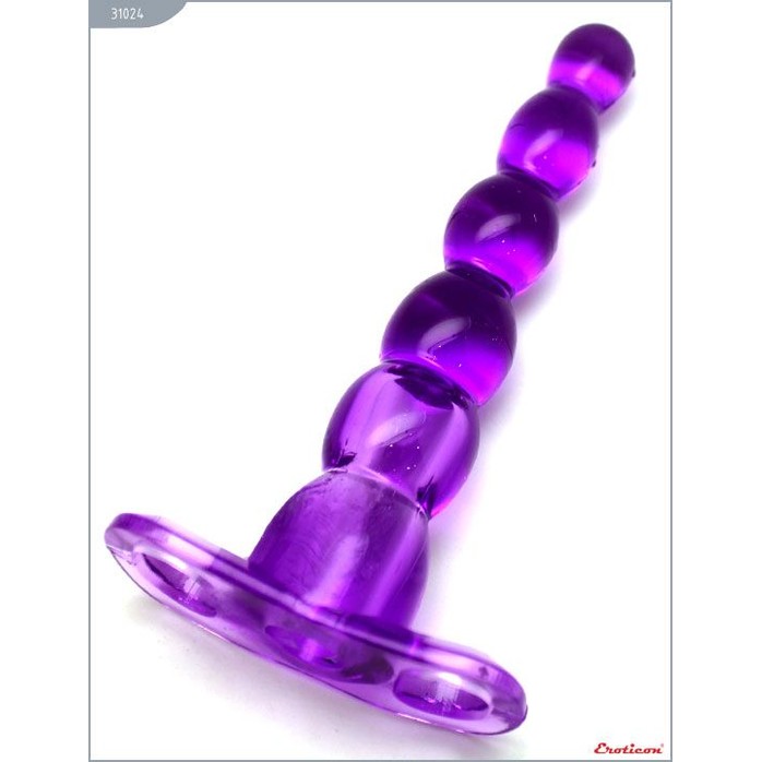 Фиолетовый анальный конус из 5 шариков - 16 см. Фотография 4.