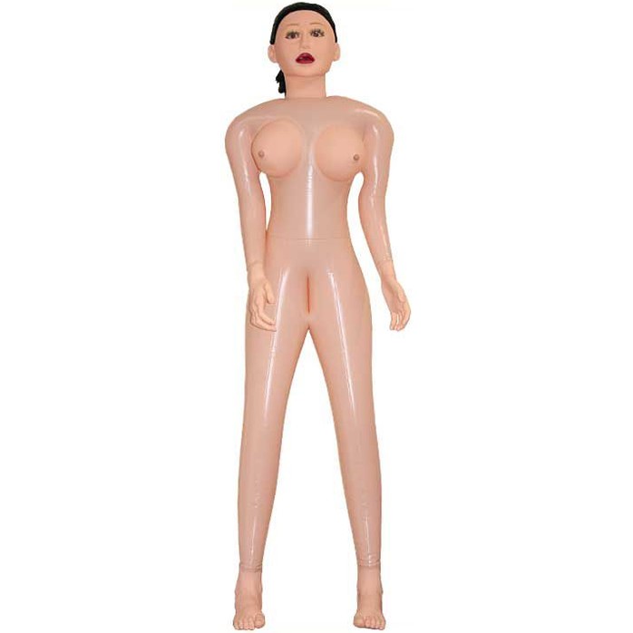 Надувная секс-кукла «Брюнетка» с длинными волосами и 3 отверстиями. Фотография 2.