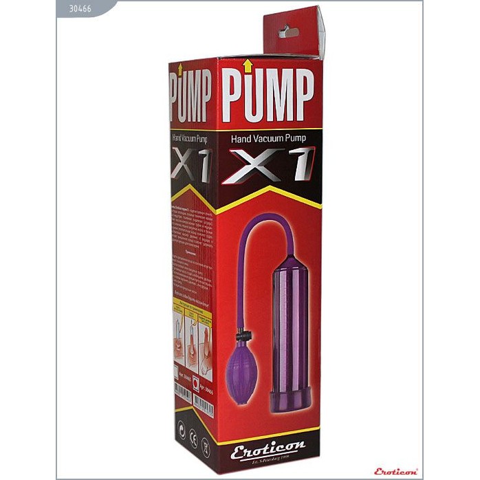 Фиолетовая вакуумная помпа Eroticon PUMP X1 с грушей. Фотография 2.