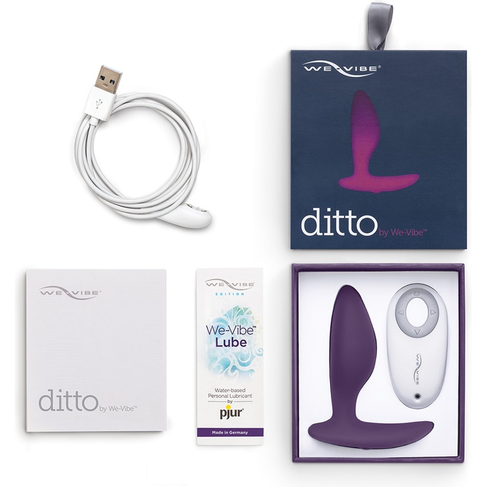 Фиолетовая анальная пробка для ношения Ditto с вибрацией и пультом ДУ - 8,8 см. Фотография 3.