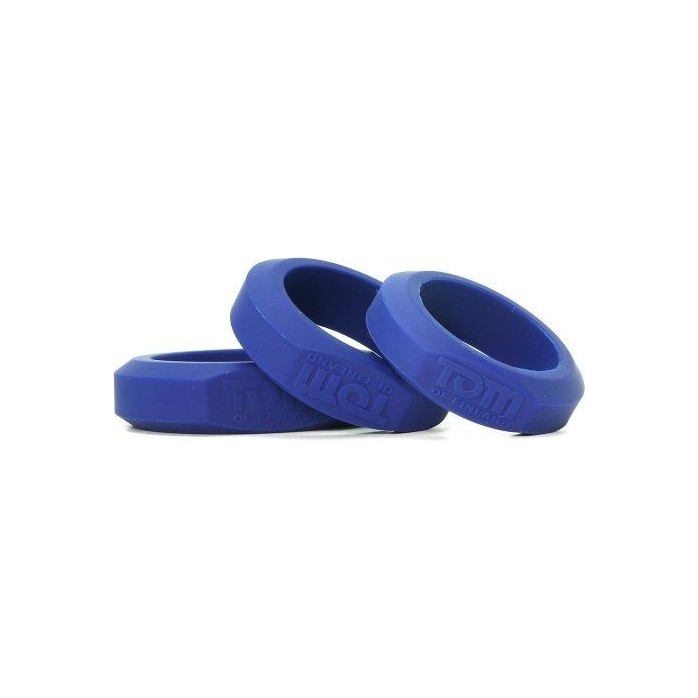 Набор из 3 синих силиконовых эрекционных колец разного диаметра - Tom of Finland
