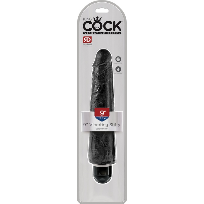 Чёрный вибратор-реалистик 9 Vibrating Stiffy - 27,9 см - King Cock. Фотография 2.