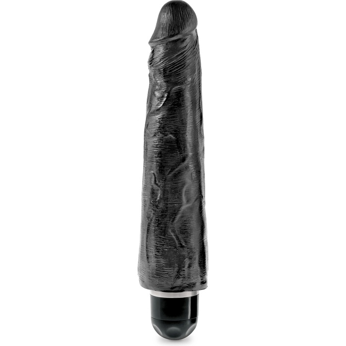 Чёрный вибратор-реалистик 9 Vibrating Stiffy - 27,9 см - King Cock