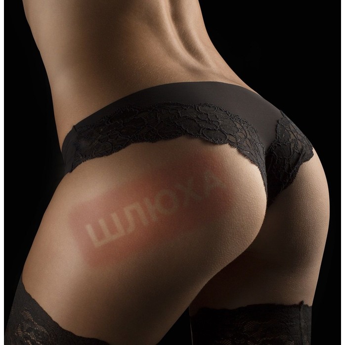 Чёрная шлёпалка с надписью Шлюха - 31 см. Фотография 2.