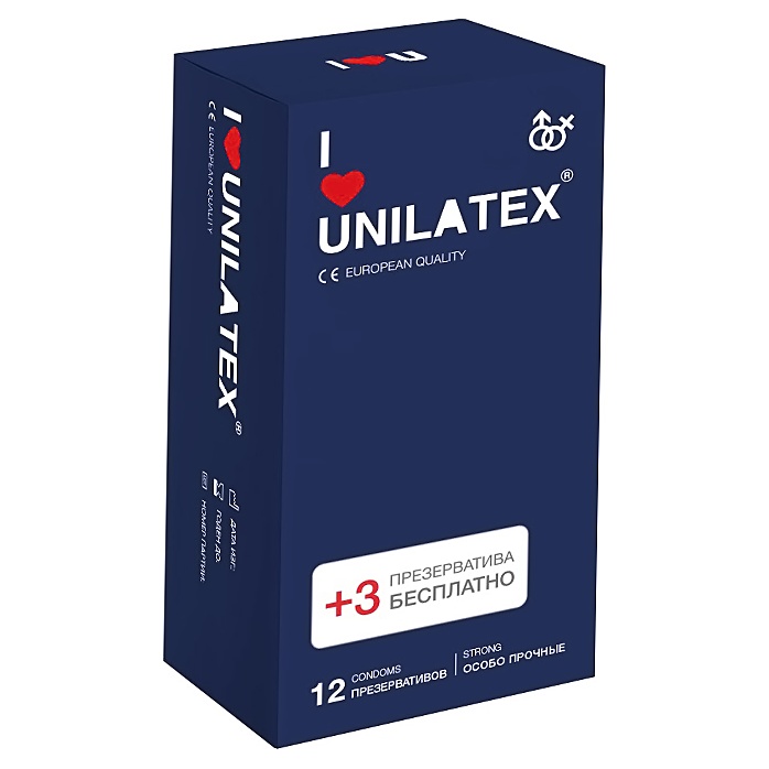 Ультрапрочные презервативы Unilatex Extra Strong - 12 шт. 3 шт. в подарок