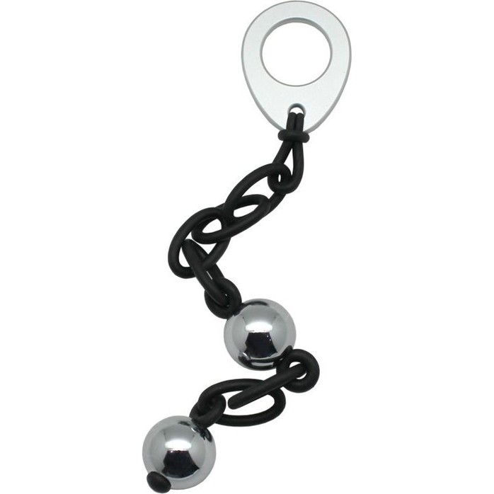 Серебристые вагинальные шарики Love in Chains на силиконовой цепочке. Фотография 2.