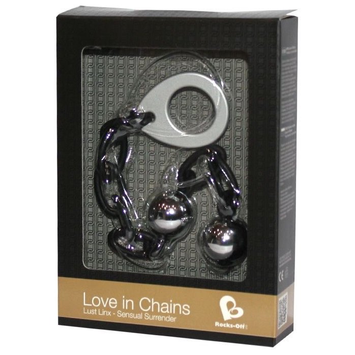 Серебристые вагинальные шарики Love in Chains на силиконовой цепочке. Фотография 3.