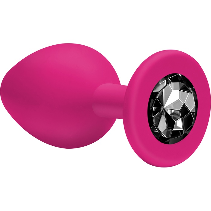 Малая розовая анальная пробка Emotions Cutie Small с чёрным кристаллом - 7,5 см - Emotions. Фотография 3.