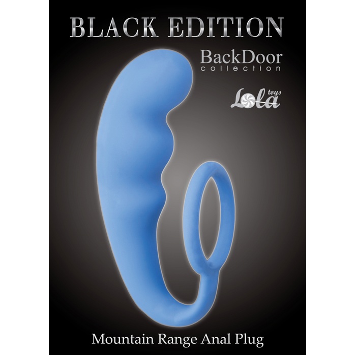 Голубое эрекционное кольцо с анальным стимулятором Mountain Range Anal Plug - Back Door Collection. Фотография 4.
