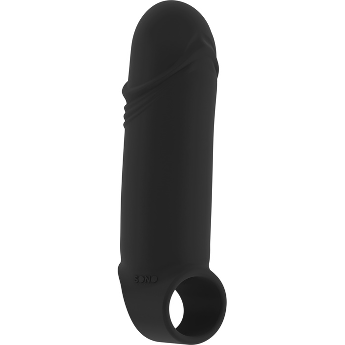 Чёрная удлиняющая насадка Stretchy Thick Penis Extension No.35 - 15,2 см - Sono