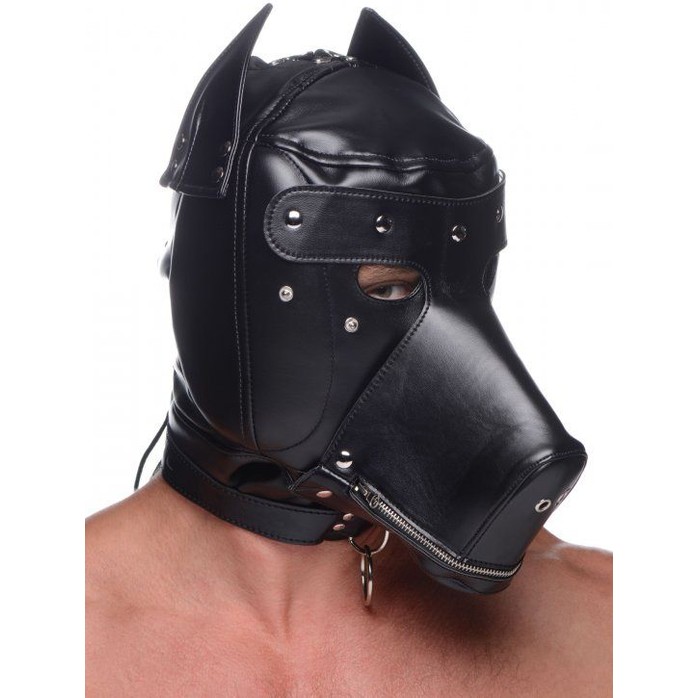Шлем-трансформер Muzzled Universal BDSM Hood with Removable Muzzle - Master Series. Фотография 2.