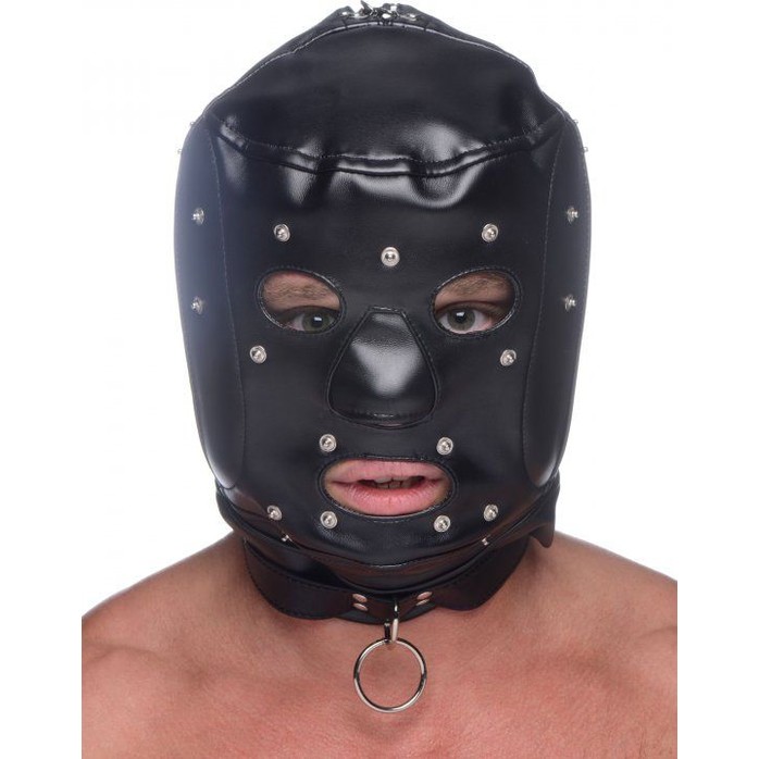Шлем-трансформер Muzzled Universal BDSM Hood with Removable Muzzle - Master Series. Фотография 4.