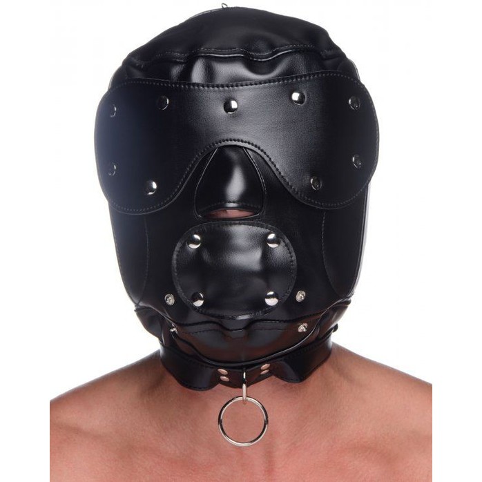 Шлем-трансформер Muzzled Universal BDSM Hood with Removable Muzzle - Master Series. Фотография 5.