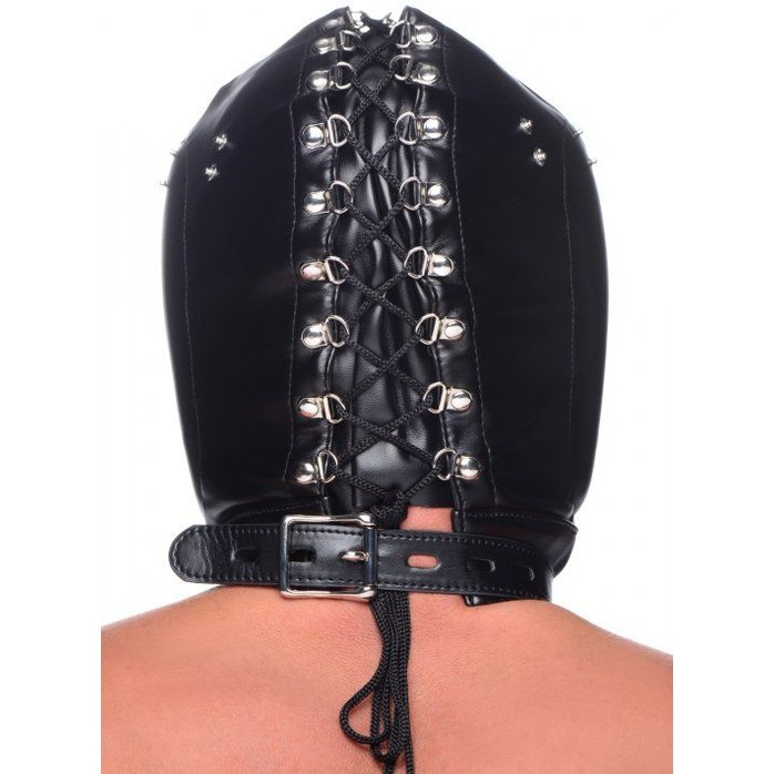 Шлем-трансформер Muzzled Universal BDSM Hood with Removable Muzzle - Master Series. Фотография 6.