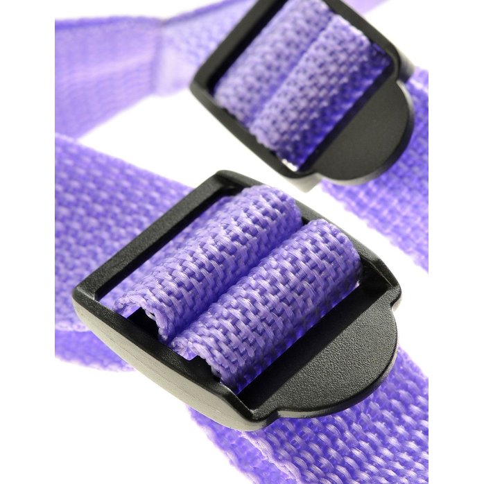 Фиолетовая страпон-система 7 Strap-On Suspender Harness Set с реалистичной насадкой - 19 см - Dillio. Фотография 6.