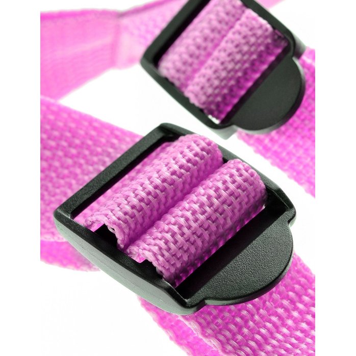 Розовая страпон-система 7 Strap-On Suspender Harness Set с реалистичной насадкой - 19 см - Dillio. Фотография 6.