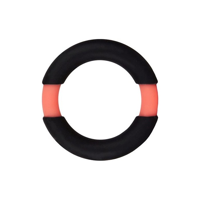 Чёрное эрекционное кольцо NEON STIMU RING 32MM BLACK/ORANGE - Neon