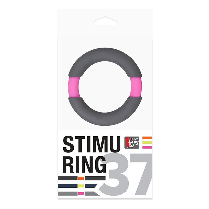 Серое эрекционное кольцо NEON STIMU RING 37MM GREY/PINK - Neon. Фотография 2.