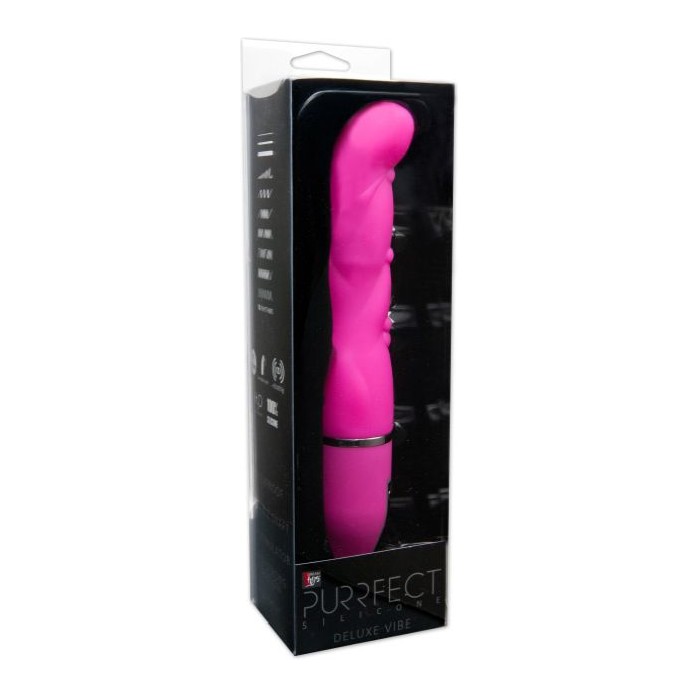 Розовый фигурный вибратор PURRFECT SILICONE DELUXE VIBE - 15 см - Purrfect Silicone. Фотография 2.