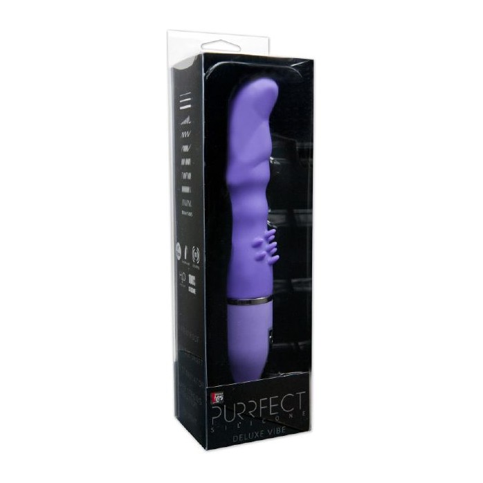 Фиолетовый вибратор PURRFECT SILICONE DELUXE VIBE с шипиками в основании - 15 см - Purrfect Silicone. Фотография 2.