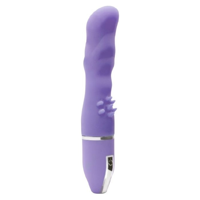 Фиолетовый вибратор PURRFECT SILICONE DELUXE VIBE с шипиками в основании - 15 см - Purrfect Silicone