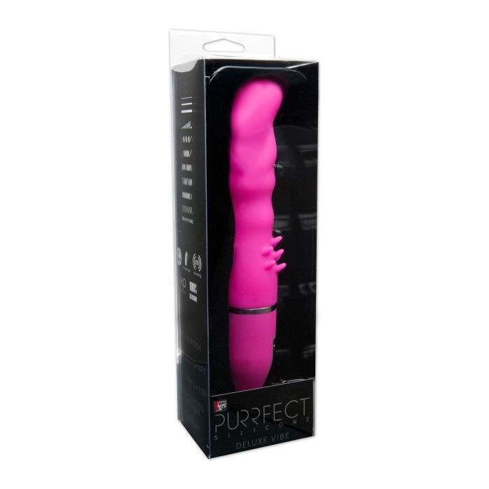 Розовый вибратор PURRFECT SILICONE DELUXE VIBE с шипиками в основании - 15 см - Purrfect Silicone. Фотография 2.