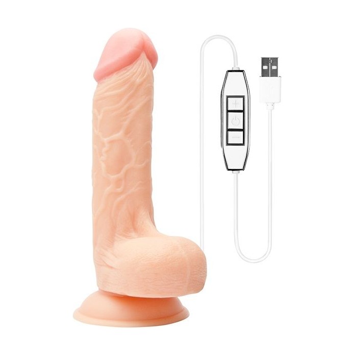 Телесный USB-вибратор с присоской REALSTUFF 7.5INCH FLESH - 19 см - RealStuff