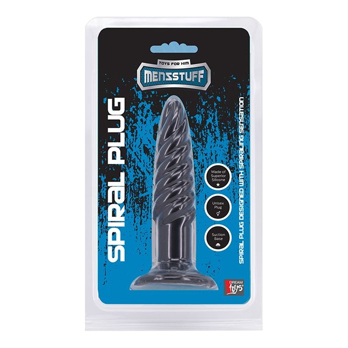 Анальная пробка со спиралевидным рельефом MENZSTUFF SPIRAL PLUG BLACK - 11,5 см - MenzStuff. Фотография 2.