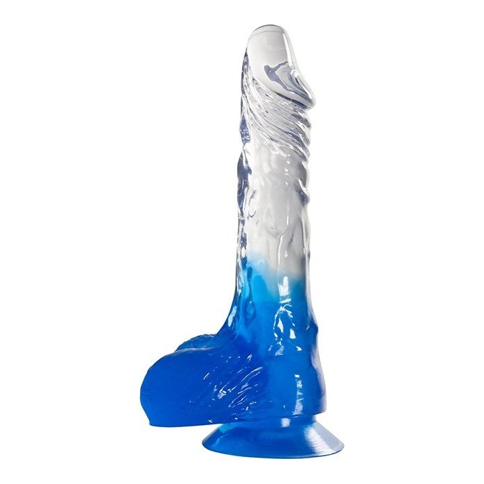 Голубой фаллоимитатор с прозрачным стволом и присоской - 17,8 см - Jelly Joy