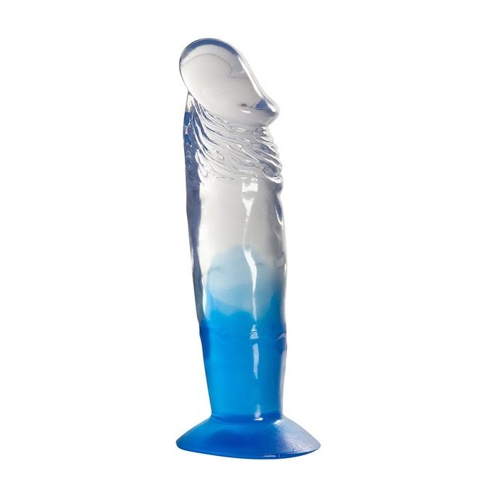Голубой фаллоимитатор с прозрачным стволом без мошонки - 17,8 см - Jelly Joy