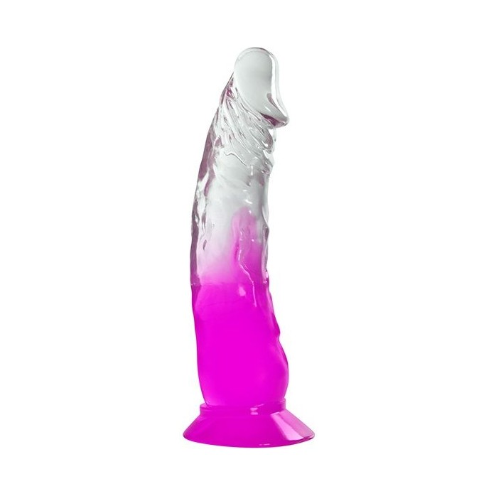 Фиолетовый фаллоимитатор без мошонки с прозрачным стволом и присоской - 15 см - Jelly Joy