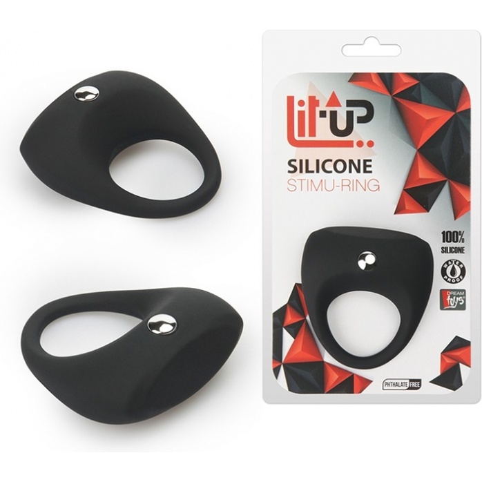 Чёрное эрекционное кольцо LIT-UP SILICONE STIMU RING 7 - Lit-Up