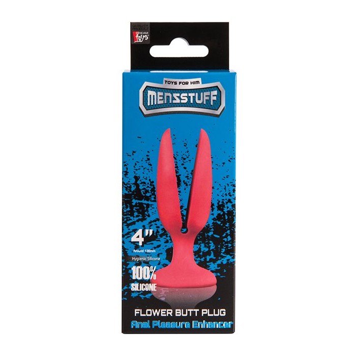 Красная пробка-бутон MENZSTUFF FLOWER BUTT PLUG 4INCH - 11 см - MenzStuff. Фотография 2.