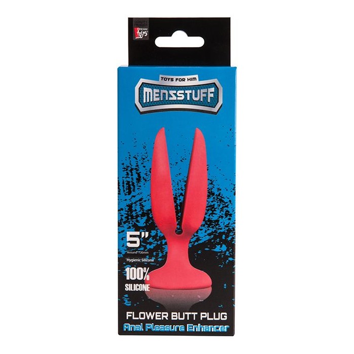 Красная пробка-бутон MENZSTUFF FLOWER BUTT PLUG 5INCH - 13,5 см - MenzStuff. Фотография 2.