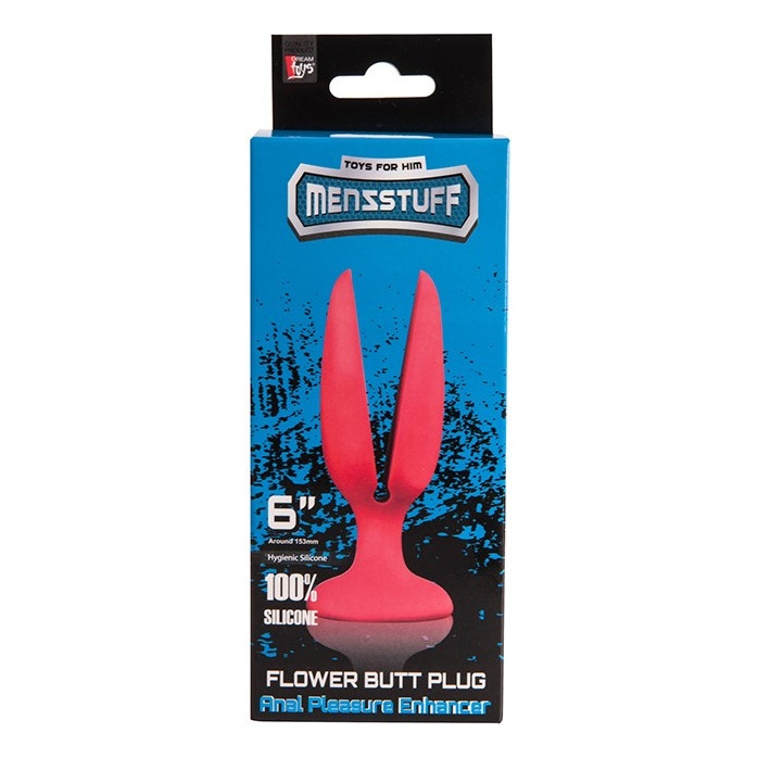 Красная пробка-бутон MENZSTUFF FLOWER BUTT PLUG 6INCH - 15 см - MenzStuff. Фотография 2.