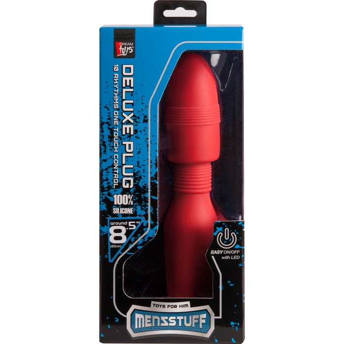 Красная анальная пробка с вибрацией MENZSTUFF VIBRATING BUTT PLUG 8.5INCH - 21,5 см - MenzStuff. Фотография 2.