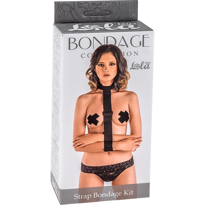 Ошейник с длинной лентой и наручниками Strap Bondage Kit One Size - Bondage Collection