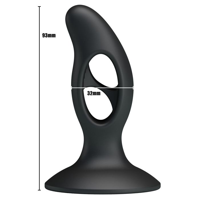 Чёрный массажёр простаты Silicone Butt Plug - 9,3 см. Фотография 4.