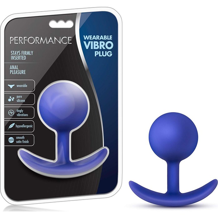 Синяя анальная пробка для ношения Performance Wearable Vibro Plug - 8,4 см - Performance. Фотография 7.