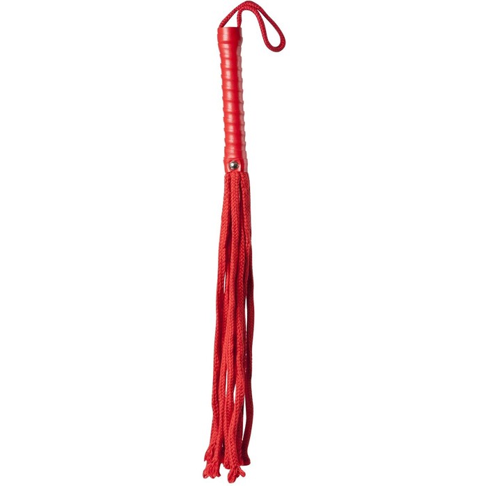 Красная веревочная плеть с ручкой из полиуретана Cotton String Flogger - 50 см - Guilty Pleasure