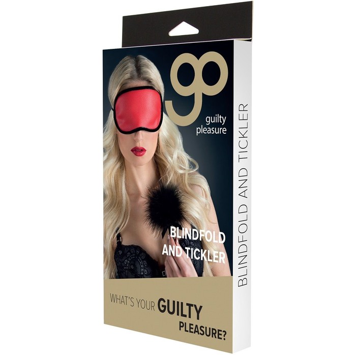 Набор для игры Two-Toned Blindfold and Tickler - маска на глаза и пуховая кисточка - Guilty Pleasure. Фотография 3.