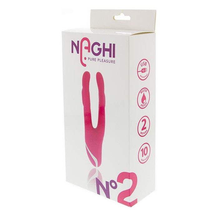 Розовый сплит-вибратор NAGHI NO.2 - 18,5 см - Naghi by Tonga. Фотография 2.