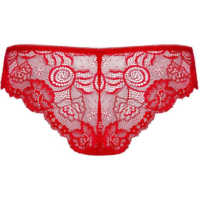 Красные кружевные трусики Secred с цветочным узором - Sexy. Фотография 4.
